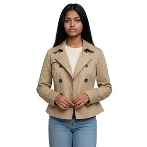 Gap Double Breasted Crop Peplum Jacket Women’s Large Khaki